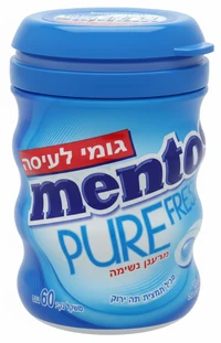 מסטיק מנטוס פיור פרש מנטה ללא סוכר בבקבוק 60 ג'