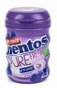 מסטיק מנטוס פיור פרש ענבים ללא סוכר בקבוק 60 גרם