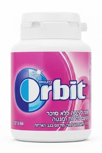 אורביט מסטיק בקבוקון באבל מינט ללא סוכר, 45 יחידות