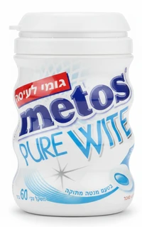 מסטיק מנטוס פיור וייט בטעם מנטה מתוקה ללא סוכר, 30 יחידות