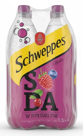 שוופס סודה פירות יער - מארז רביעיית בקבוקים של 1.5 ליטר עם פיקדון