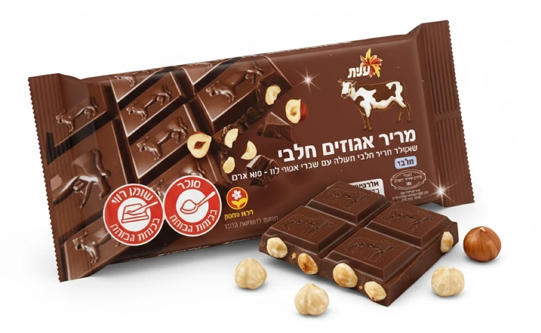 שוקולד פרה מריר עם שברי אגוזים עלית 100 גרם