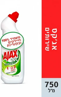 אג'קס - ג'ל לשירותים 3 ב-1 עם אקונומיקה, נוזל מרענן 750 מ"ל