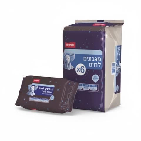 מארז מגבונים לחים 6 יח'