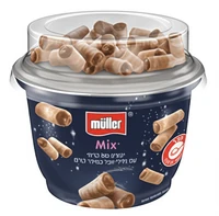 מיקס יוגורט גליליות וופל קרם אגוזים 170 גרם מולר
