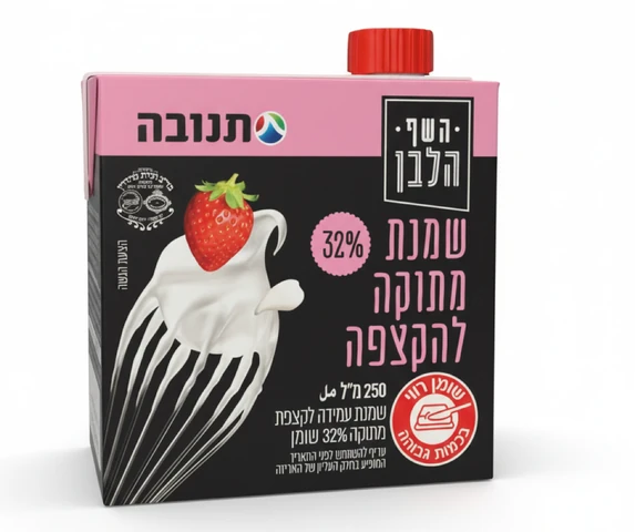 שמנת מתוקה עמידה להקצפה 32% השף הלבן 250 מ"ל