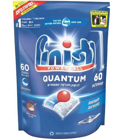 פיניש קוואנטום קפסולות ג'ל למדיח כלים, 60 יחידות