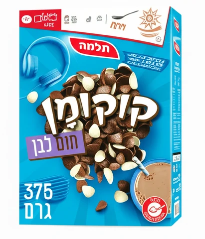 קוקומן חום לבן מופחת סוכר תלמה 375 גרם