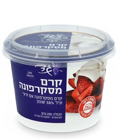 גבינת קרם מסקרפונה 38% להקצפה מחלבות גד 250 גרם