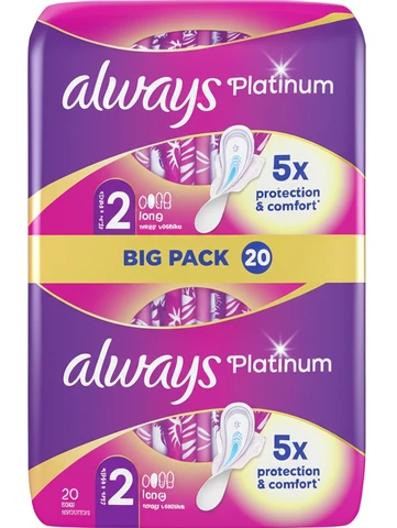 תחבושות היגייניות אולוויז פלטינום לונג 20 יח'