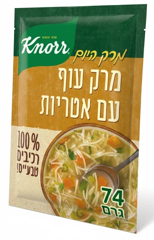 מרק עשיר עוף עם אטריות רכיבים טבעיים 74 גרם קנור