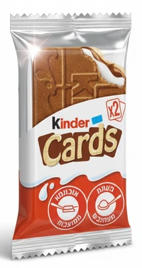 קינדר קארדס חטיף וופל יחיד במילוי קרם חלב
