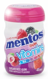 מנטוס מסטיק ויטמין פירות יער ללא סוכר 60 גרם