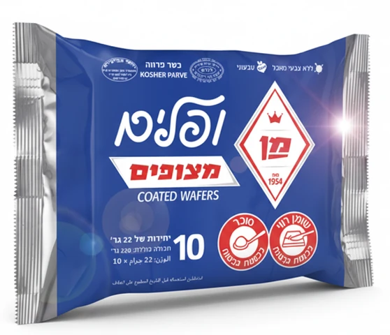 ופלים מצופים כחול 22 יחידות של 10 גרם