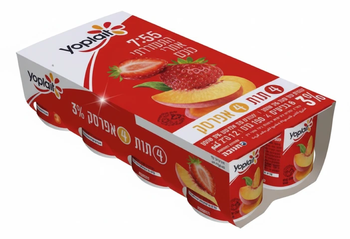 יופלה מאגדת פרי 4 תות 4 אפרסק 3% 8 יח'*150 ג'