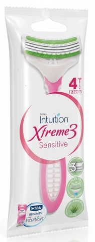 שיק אקסטרים 3 קומפורט סכיני גילוח חד פעמי לאישה ורוד 4 יחידות לעור רגיש