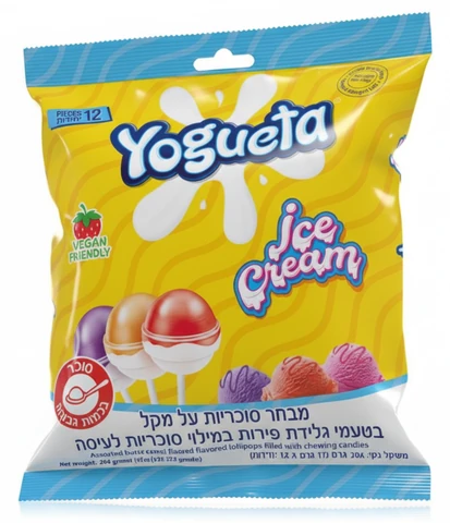 לקקן יוגטה בטעמי גלידה, 12 יחידות בשקית, 216 גרם