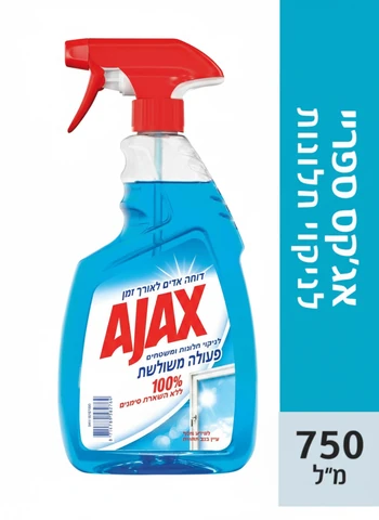 אג'קס ספריי לניקוי חלונות 750 מ"ל