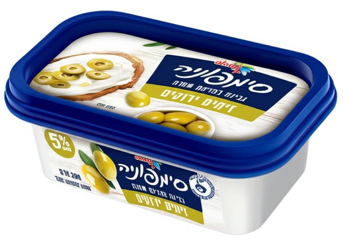 גבינת סימפוניה 5% עם זיתים 200 גרם שטראוס