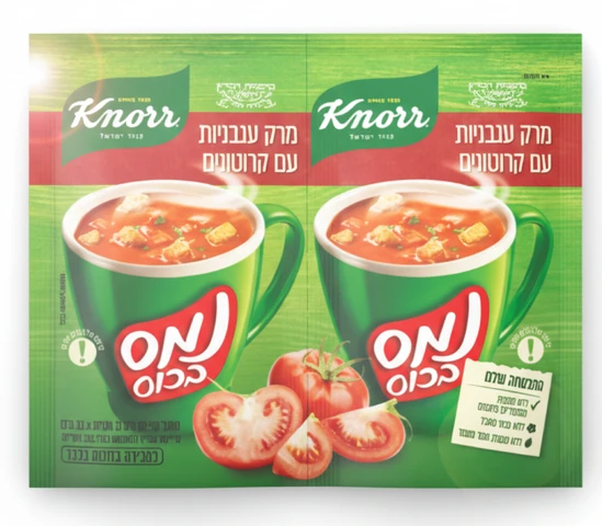 קנור מרק עגבניות בכוס עם קרוטונים (72 יחידות)