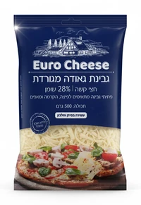 גבינת גאודה מגורדת EURO CHEESE 28% שומן 500 גרם