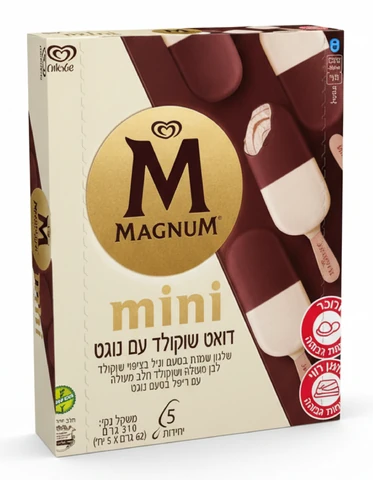 מאגדת מיני מגנום דואט שוקולד עם נוגט 5 יח'