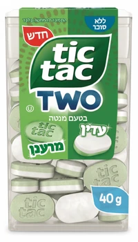 טיק טק TWO בטעם מנטה עדין ומרענן ללא סוכר, 40 גרם