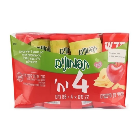 תפוחונים חטיף פלחים מיובשים מארז רביעייה (88 גרם)