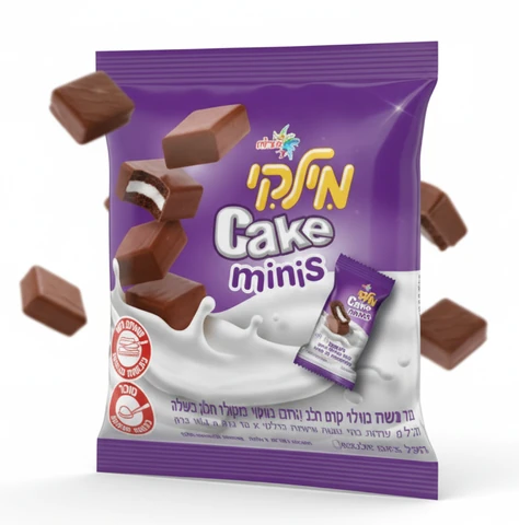 מילקי קייק מיניס עוגה אישית במילוי קרם חלב בציפוי שוקולד חלב, 16 יחידות