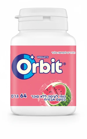 אורביט מסטיק בטעם אבטיח בקבוקון 64 גרם