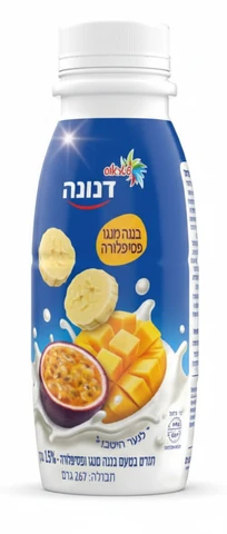 דנונה יוגורט לשתייה בטעם בננה, מנגו ופסיפלורה 267 מ"ל