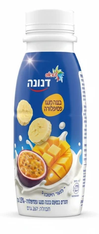 דנונה יוגורט לשתייה בטעם בננה, מנגו ופסיפלורה 267 מ"ל