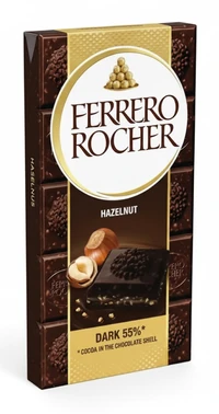 פררו רושה טבלת שוקולד מריר במילוי קרם אגוזים ושברי אגוזים 90 גרם