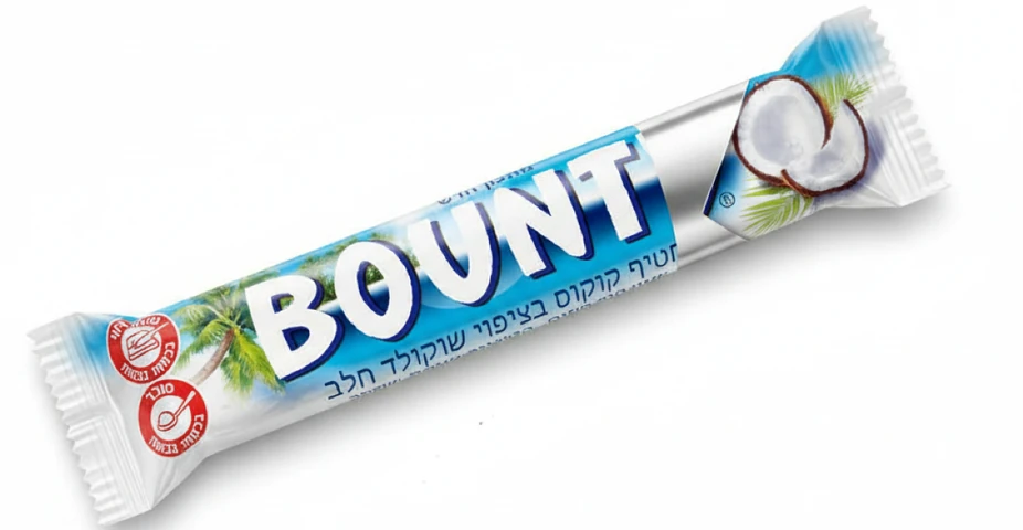 באונטי - חטיף קוקוס ושוקולד חלב מצופה 57 גרם