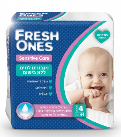 פרש וואנס - מגבוני סנסטיב קר ללא בישום רביעייה (256 יח')