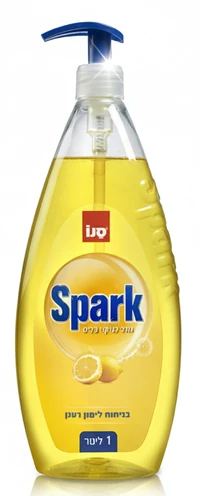 נוזל כלים סנו ספארק קלאסי עם משאבה, בניחוח לימון, 1 ליטר