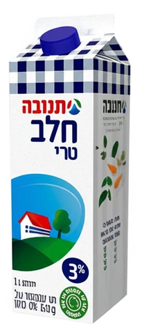 תנובה חלב טרי 3% מהדרין בקרטון 1 ליטר עם פקק