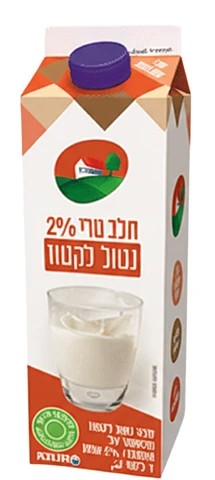 חלב נטול לקטוז 2% שומן, 1 ליטר