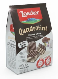 וופל קוואדרטיני לואקר שוקולד חלב 250 גרם