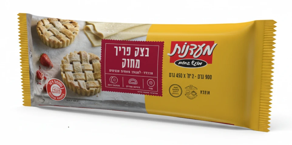 בצק פריך מרודד למאפים מתוקים, מארז 2 יחידות של 450 גרם (סה"כ 900 גרם) מעדנות