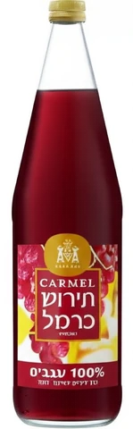 מיץ ענבים תירוש אדום 100% טבעי 1 ליטר - יקבי כרמל