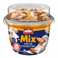 מולר מיקס יוגורט און טופ שקדים ובוטנים מקורמלים 170 גרם