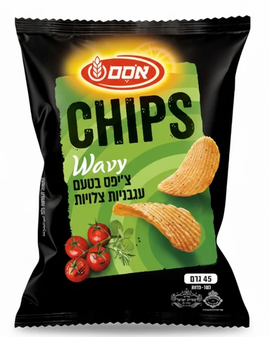 אסם צ'יפס גלי בטעם עגבניות צלויות 45 גרם
