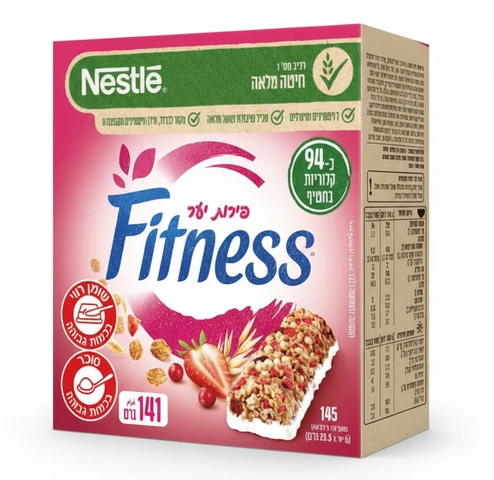 פיטנס - חטיף דגנים פירות יער מארז 6 יחידות