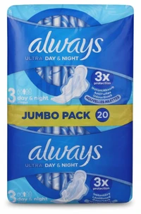 אולוויז תחבושות לילה אולטרה וליו פק 20 יחידות