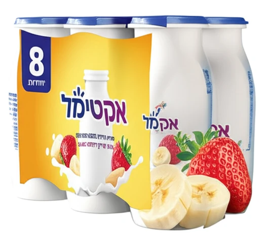 דנונה אקטימל יוגורט תות בננה - מארז 8 יחידות