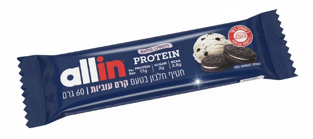אול אין - חטיף חלבון בטעם קרם עוגיות 60 גרם