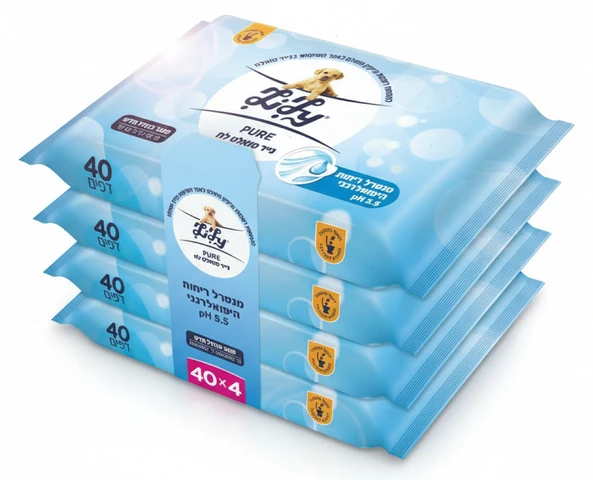 לילי - מגבוני נייר טואלט לח PURE, מארז רביעייה (160 יחידות)