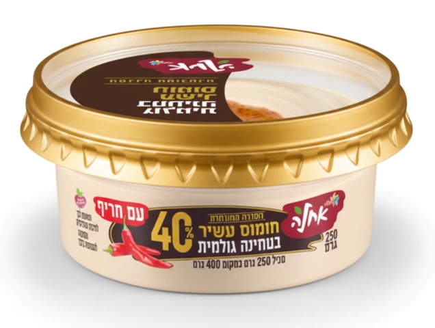 חומוס אחלה 40% טחינה עם חריף 250 גרם