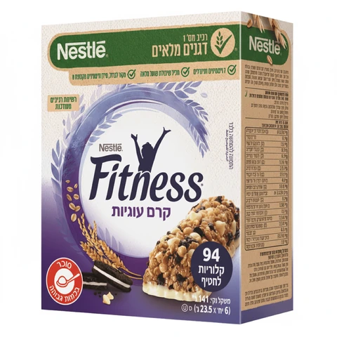 פיטנס חטיף דגנים בטעם עוגיות שוקולד, 6 יחידות (23.5 גרם ליחידה)